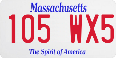 MA license plate 105WX5