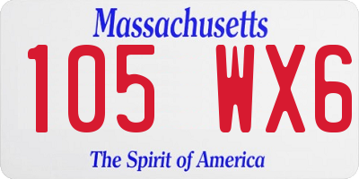 MA license plate 105WX6