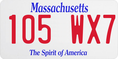 MA license plate 105WX7