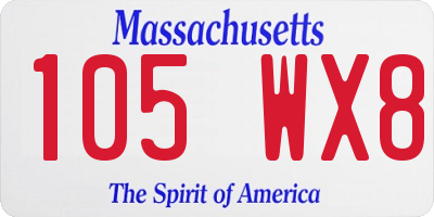 MA license plate 105WX8