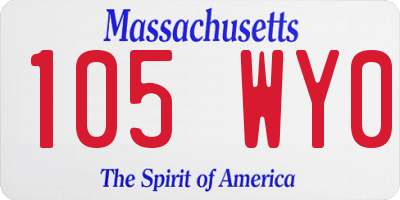 MA license plate 105WY0