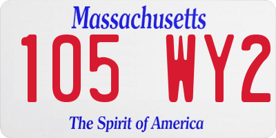 MA license plate 105WY2