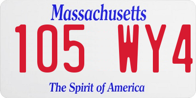 MA license plate 105WY4