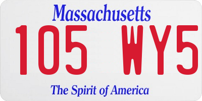 MA license plate 105WY5