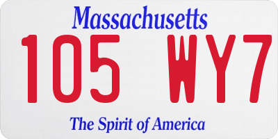 MA license plate 105WY7