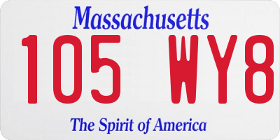 MA license plate 105WY8