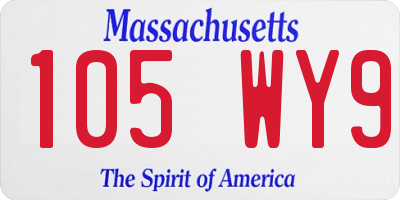 MA license plate 105WY9