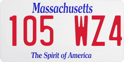 MA license plate 105WZ4