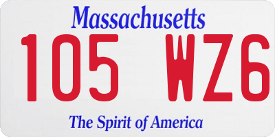 MA license plate 105WZ6