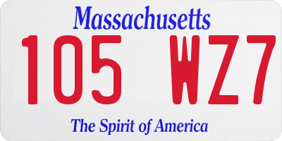 MA license plate 105WZ7