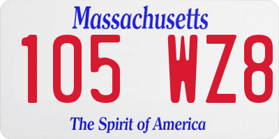 MA license plate 105WZ8