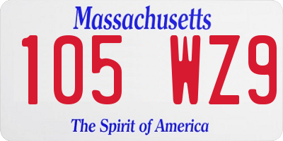 MA license plate 105WZ9