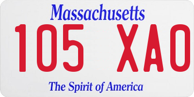 MA license plate 105XA0