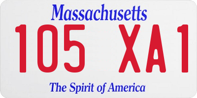 MA license plate 105XA1