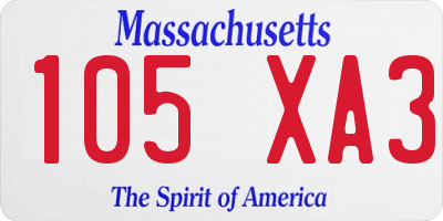 MA license plate 105XA3
