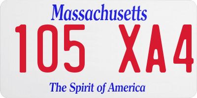 MA license plate 105XA4