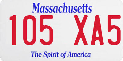 MA license plate 105XA5