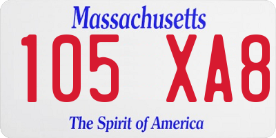 MA license plate 105XA8