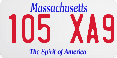 MA license plate 105XA9