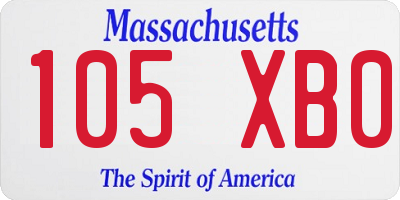 MA license plate 105XB0