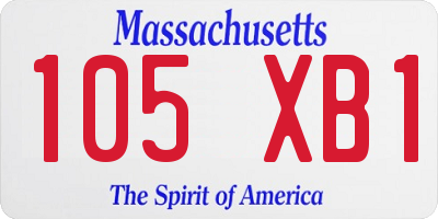 MA license plate 105XB1