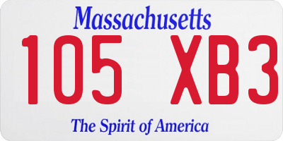 MA license plate 105XB3