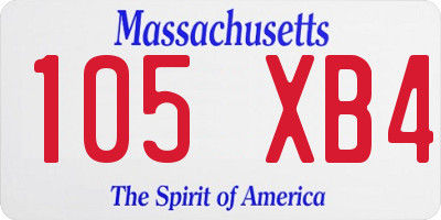 MA license plate 105XB4