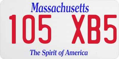 MA license plate 105XB5