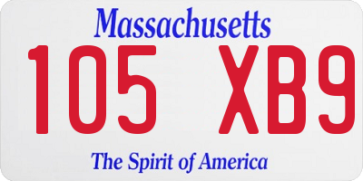 MA license plate 105XB9