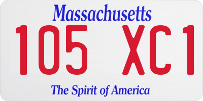 MA license plate 105XC1