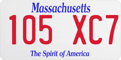 MA license plate 105XC7