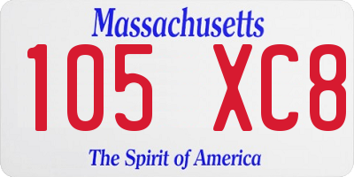 MA license plate 105XC8