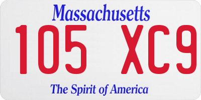 MA license plate 105XC9