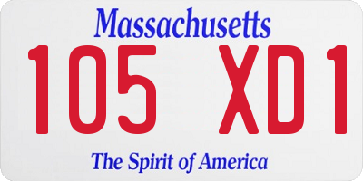MA license plate 105XD1