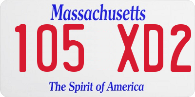 MA license plate 105XD2