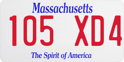 MA license plate 105XD4