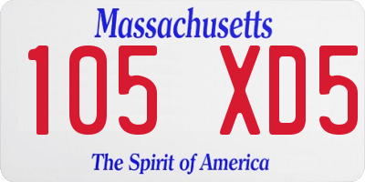 MA license plate 105XD5