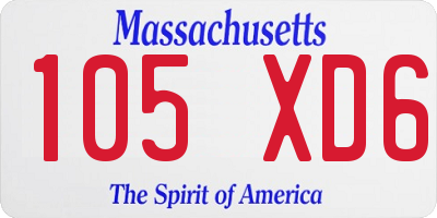 MA license plate 105XD6