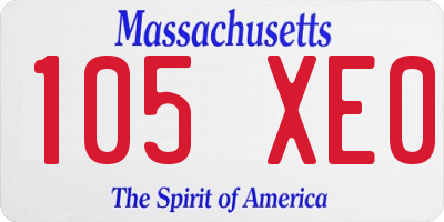 MA license plate 105XE0