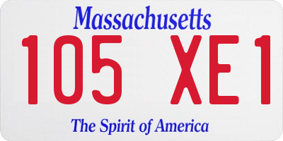 MA license plate 105XE1