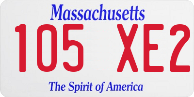 MA license plate 105XE2