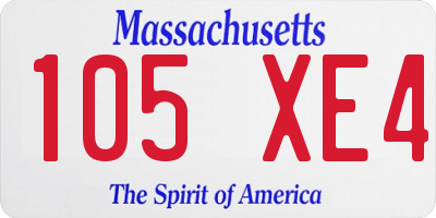 MA license plate 105XE4