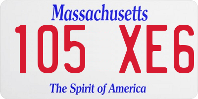 MA license plate 105XE6