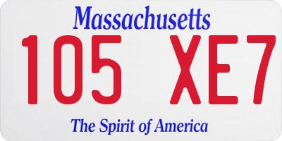 MA license plate 105XE7