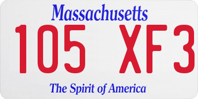 MA license plate 105XF3