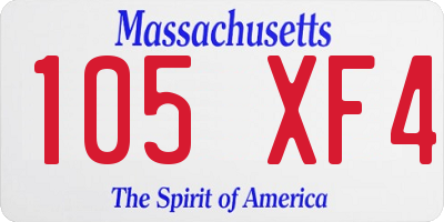 MA license plate 105XF4