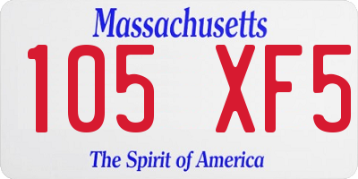 MA license plate 105XF5