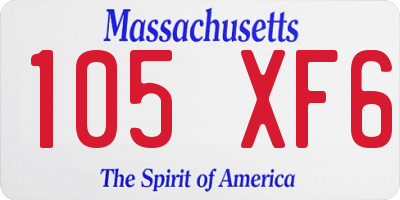 MA license plate 105XF6
