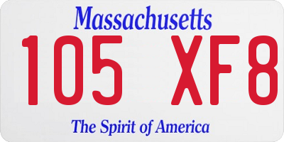 MA license plate 105XF8