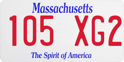 MA license plate 105XG2